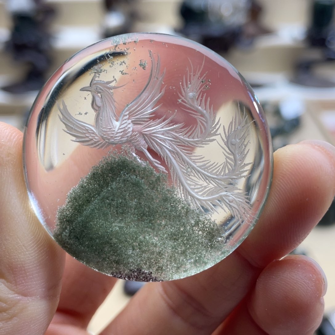 水晶颈饰未镶嵌绿幽灵金字塔圆牌