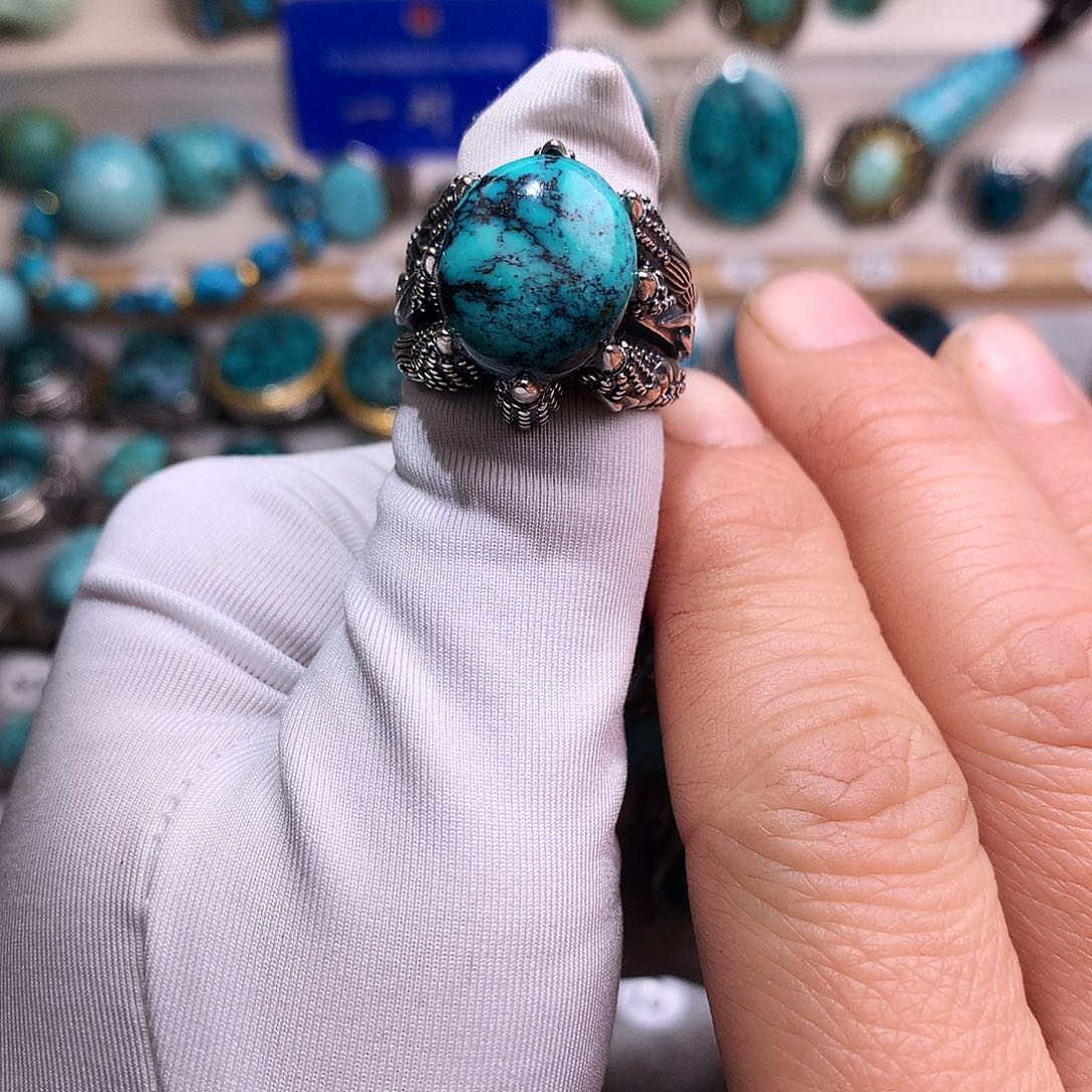 绿松石挂件银S925镶嵌