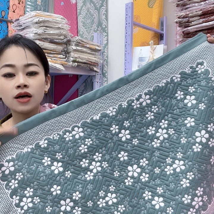 棉绿色雪花纯棉面料