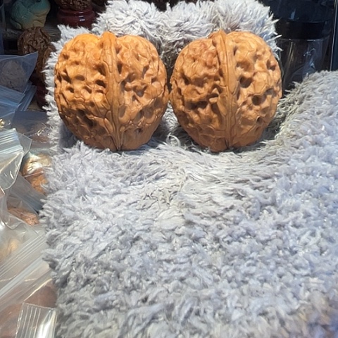 把件文玩核桃牡丹纹带彩41