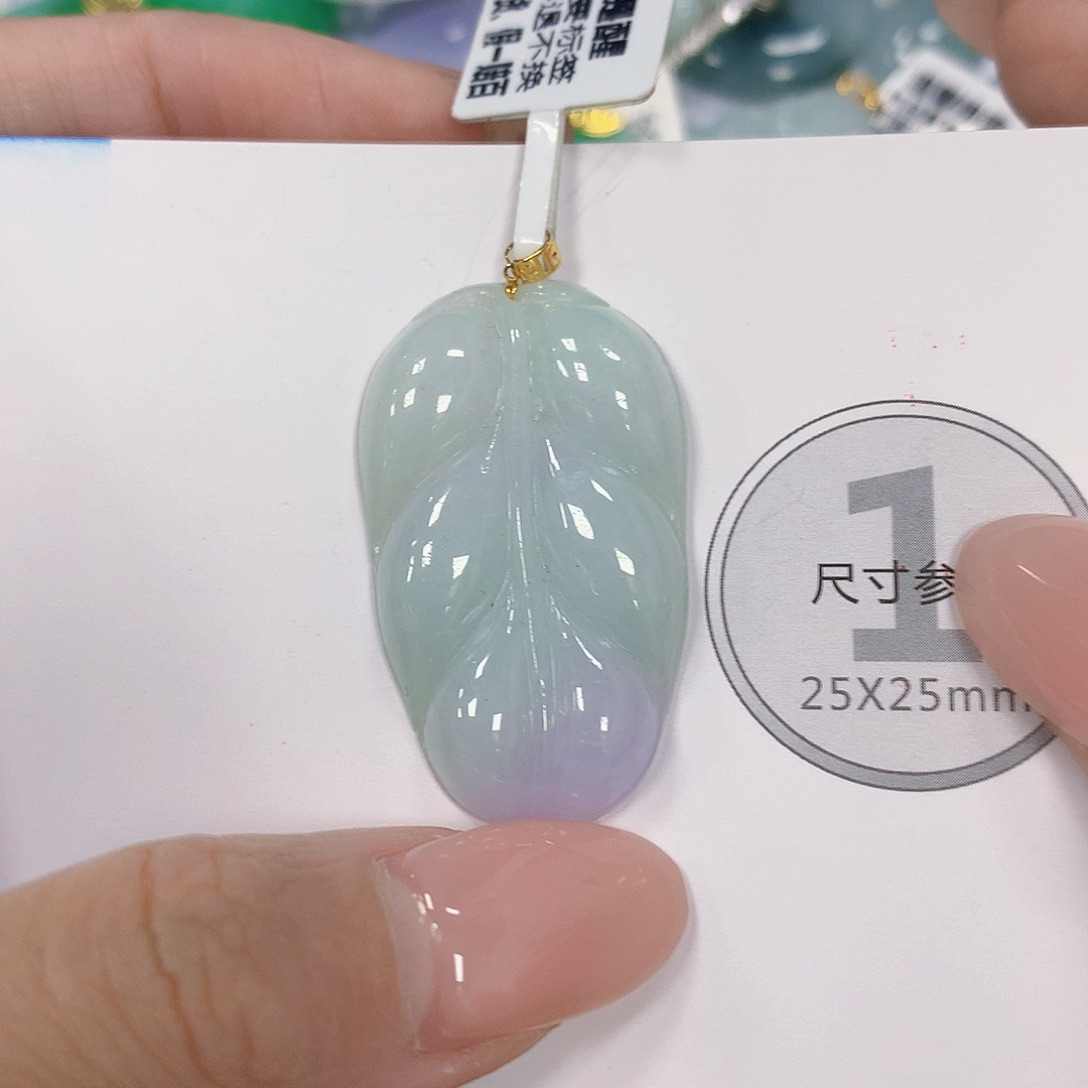 翡翠18K金镶嵌颈饰天然翡翠a货 百元以上9米证书费自理