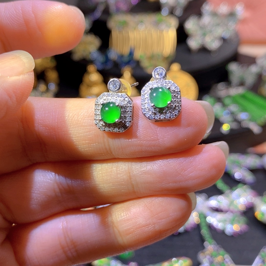 吊坠(不含链)银S925镶嵌翡翠