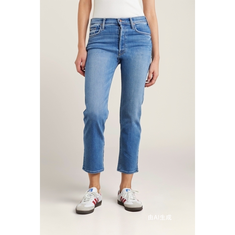[经典款]MOTHER DENIM 女高腰直筒牛仔裤长裤