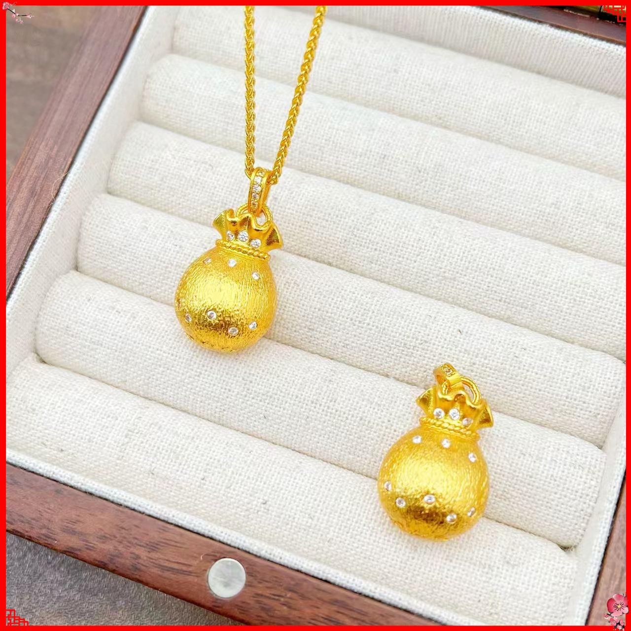 铜合金项链 新中式钱袋子项链复古百搭时尚气质精美轻奢手工镶嵌