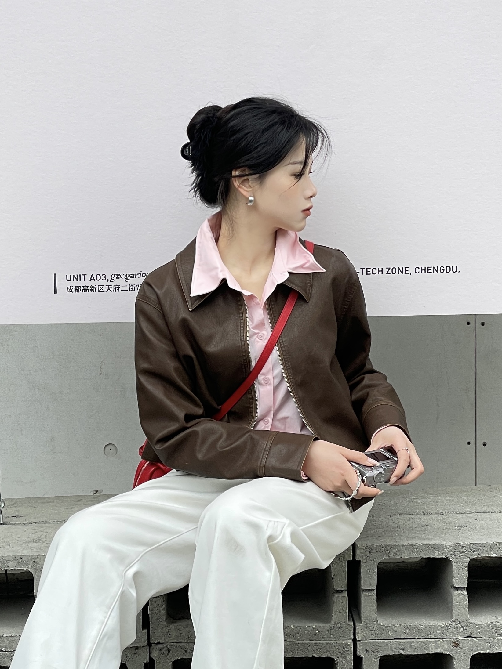 Zdenka  休闲简约百搭纯色皮衣夹克