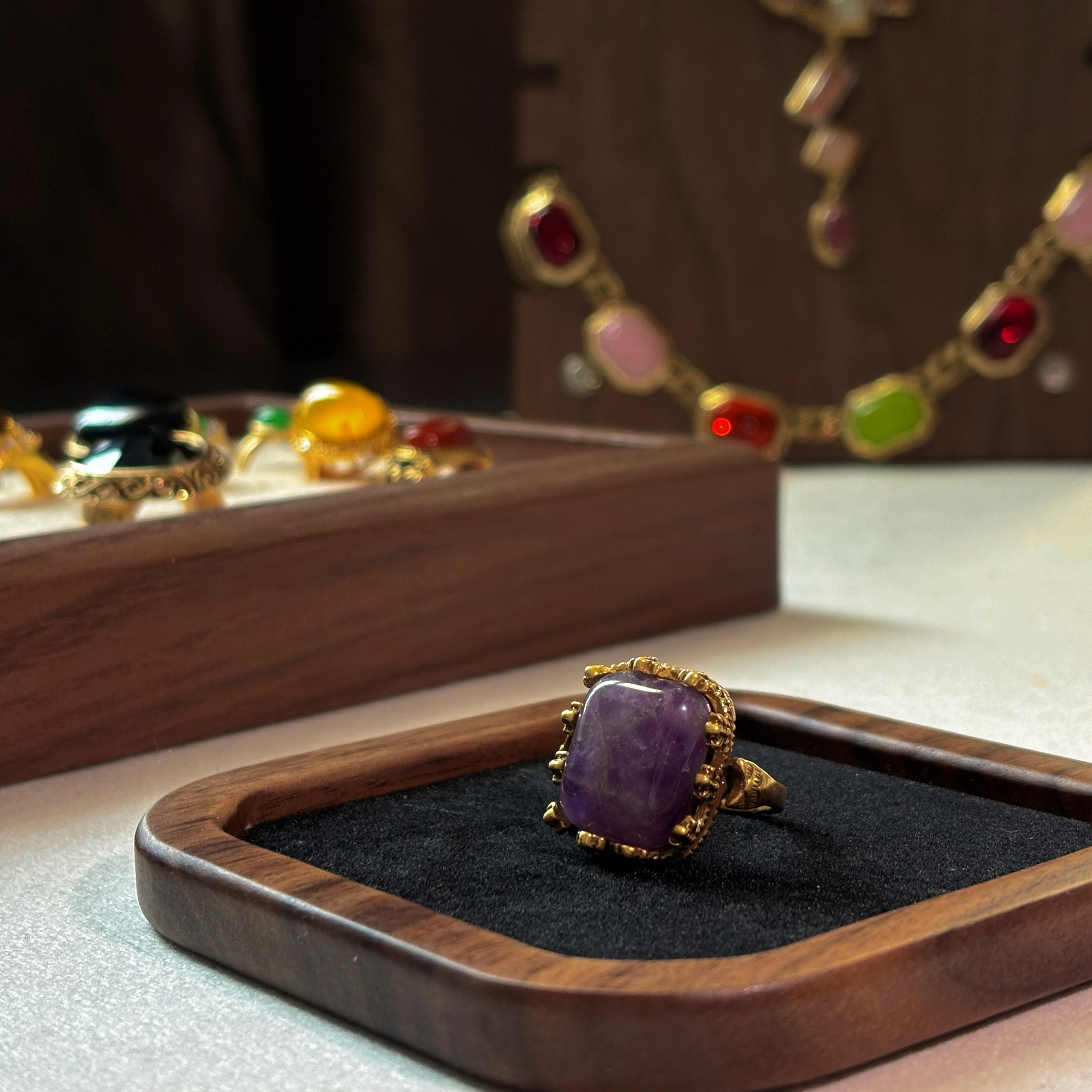 黄铜戒指 Ax·中古风紫色复古戒指