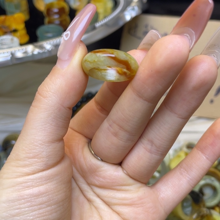 蛇纹石玉合金戒指4-17.1