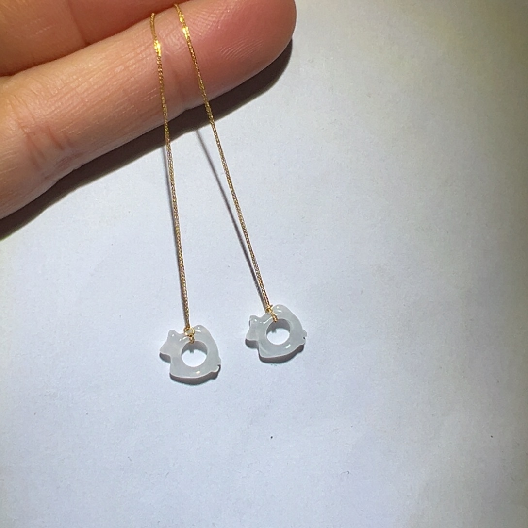 翡翠耳饰18K金镶嵌耳环