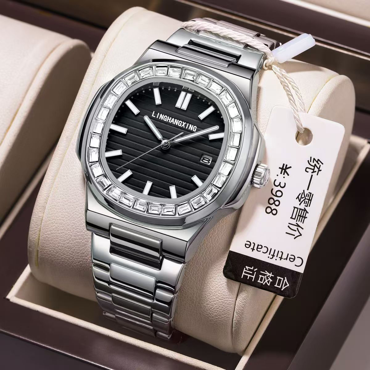 L42鹦鹉螺黑面-全自动机械表夜光防水日历镂空腕表男士手表多功能