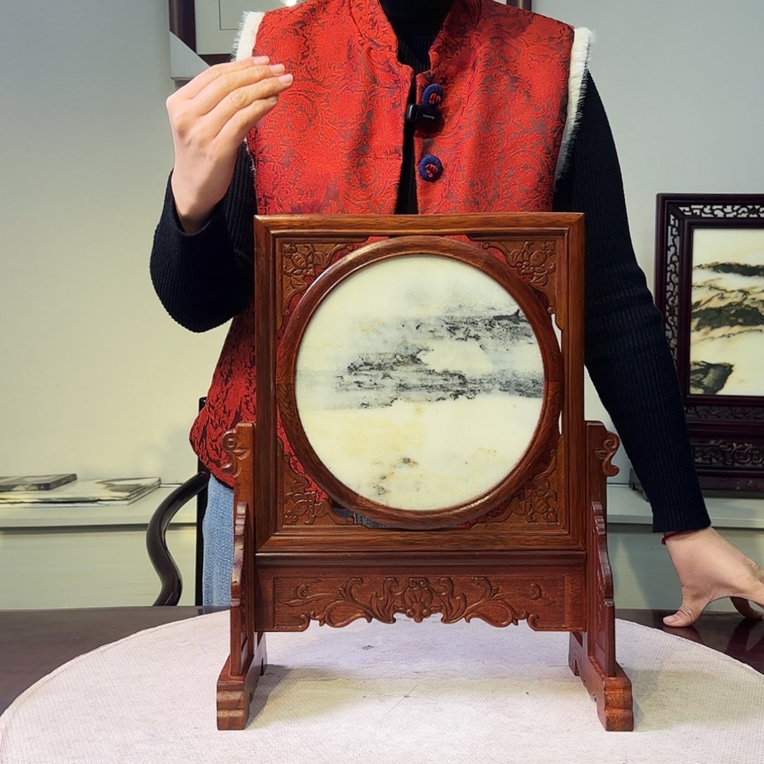 石材天然大理石画屏风30×35