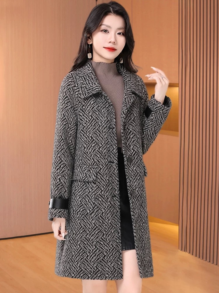 2231 时尚百搭气质秋冬单面呢中袖大衣