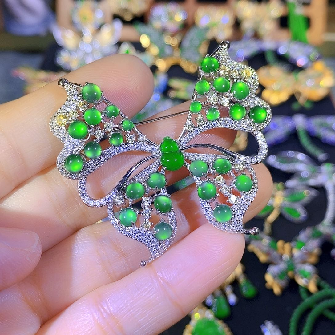 吊坠(不含链)银S925镶嵌翡翠