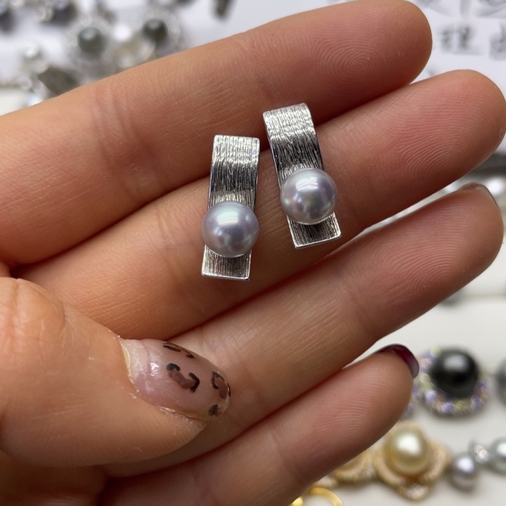 海水珍珠耳饰银S925镶嵌
