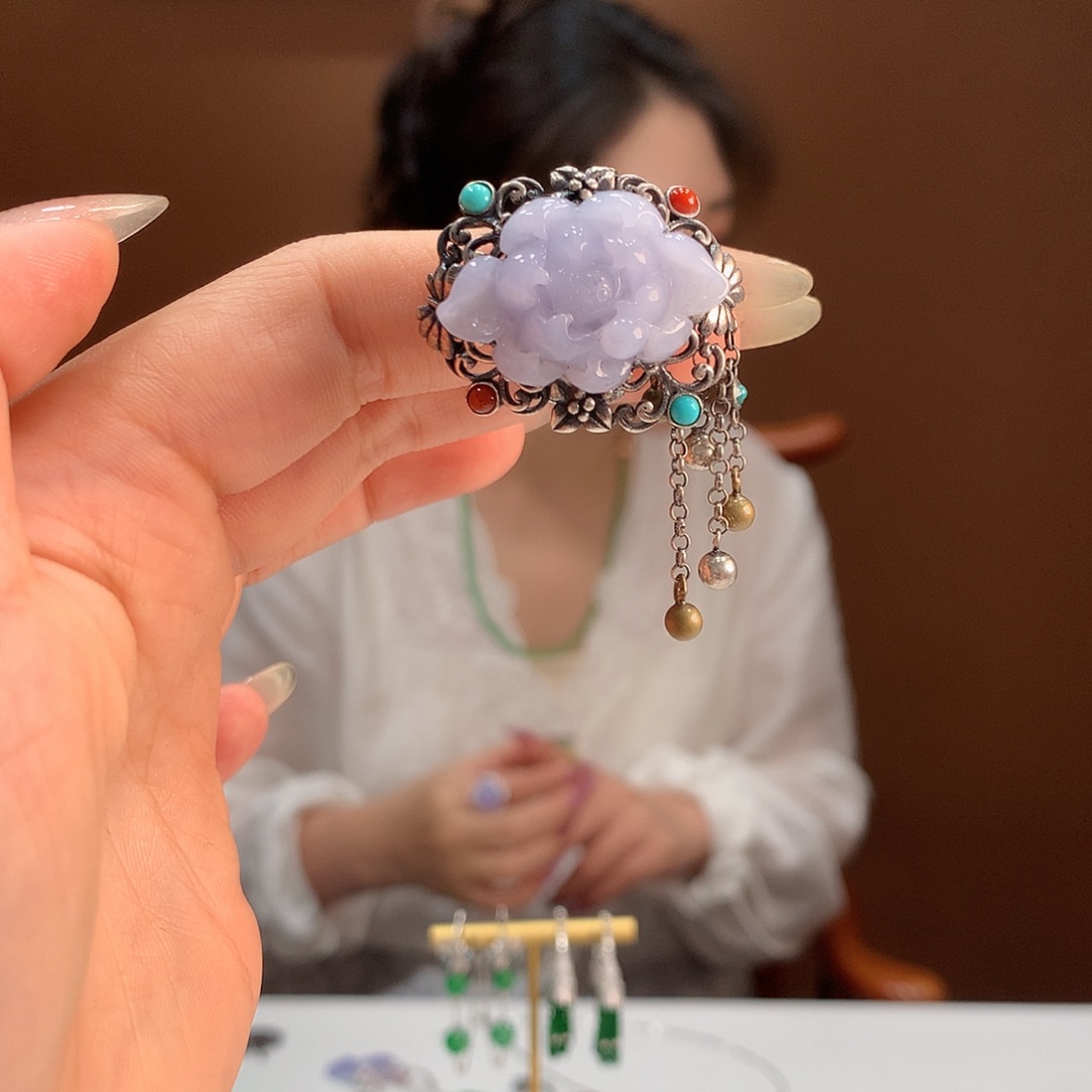 呗***星翡翠戒指银S925镶嵌戒指