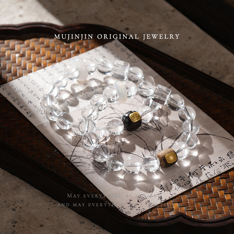 【一诺相期】天然白水晶手串女款约10m串珠手链多样性发一