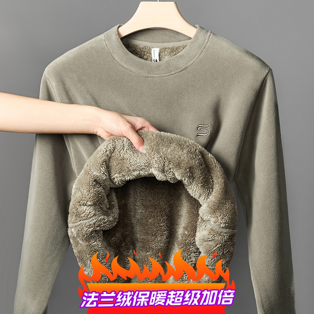 男加厚保暖冬季男士亲肤保暖卫衣大码套装羊羔绒加绒