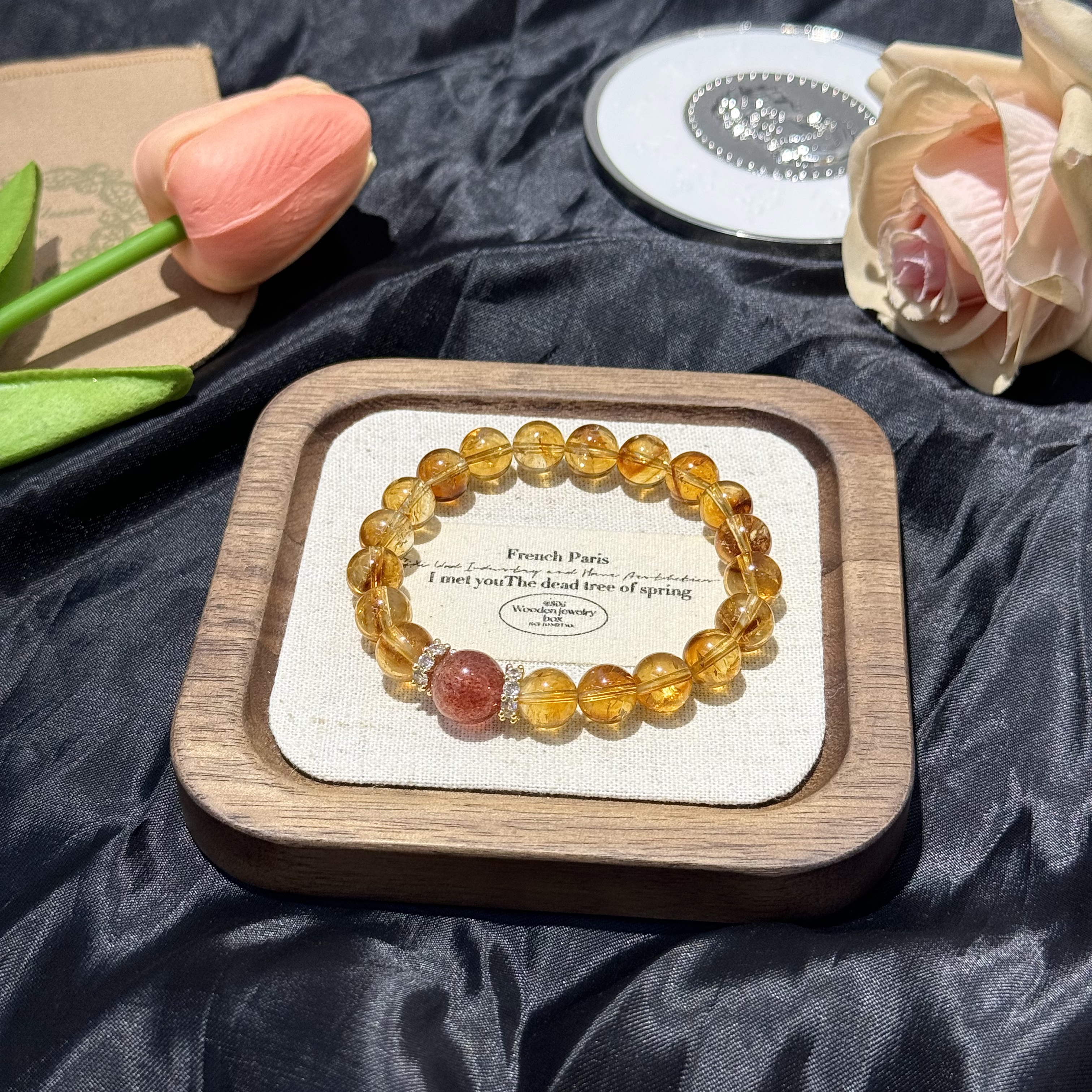 黄塔晶草莓晶黄水晶手串手链 多样性发其一Z335