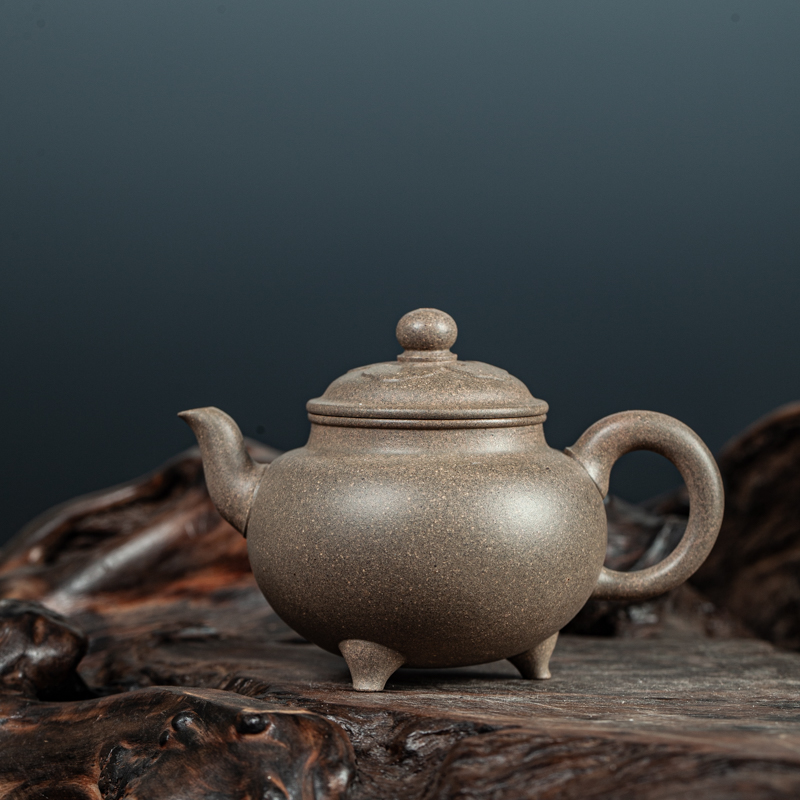 【恒砂】宜兴原矿紫砂老青段精工半手大彬如意壶约150CC青段泥手制