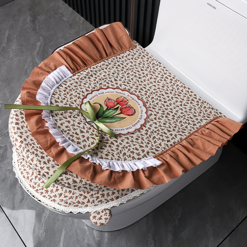 碎花棉马桶坐垫盖罩两件套马桶垫拉链防水家用可爱拉链款四季通用