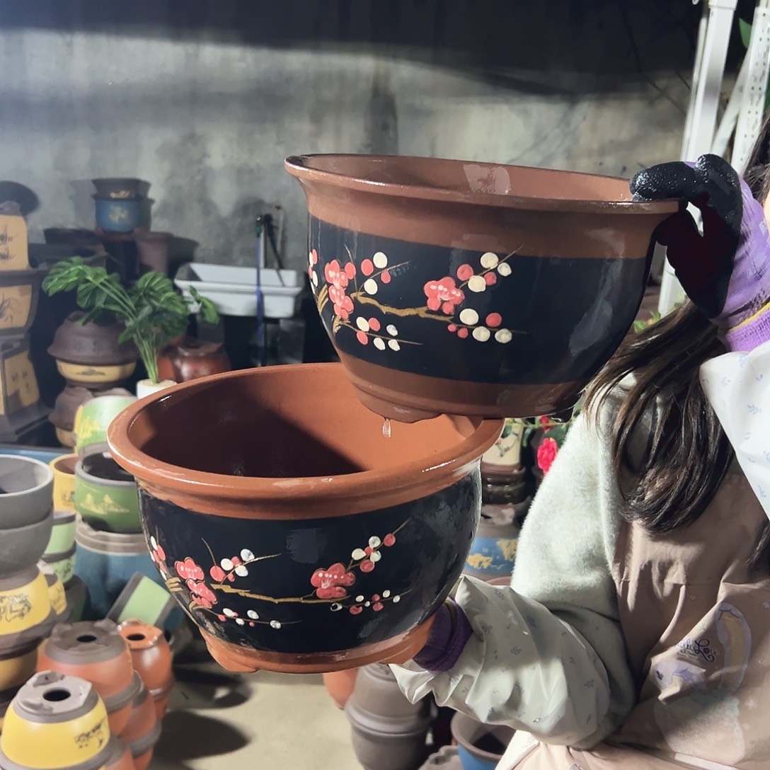 004中号一对花盆花盆花盆