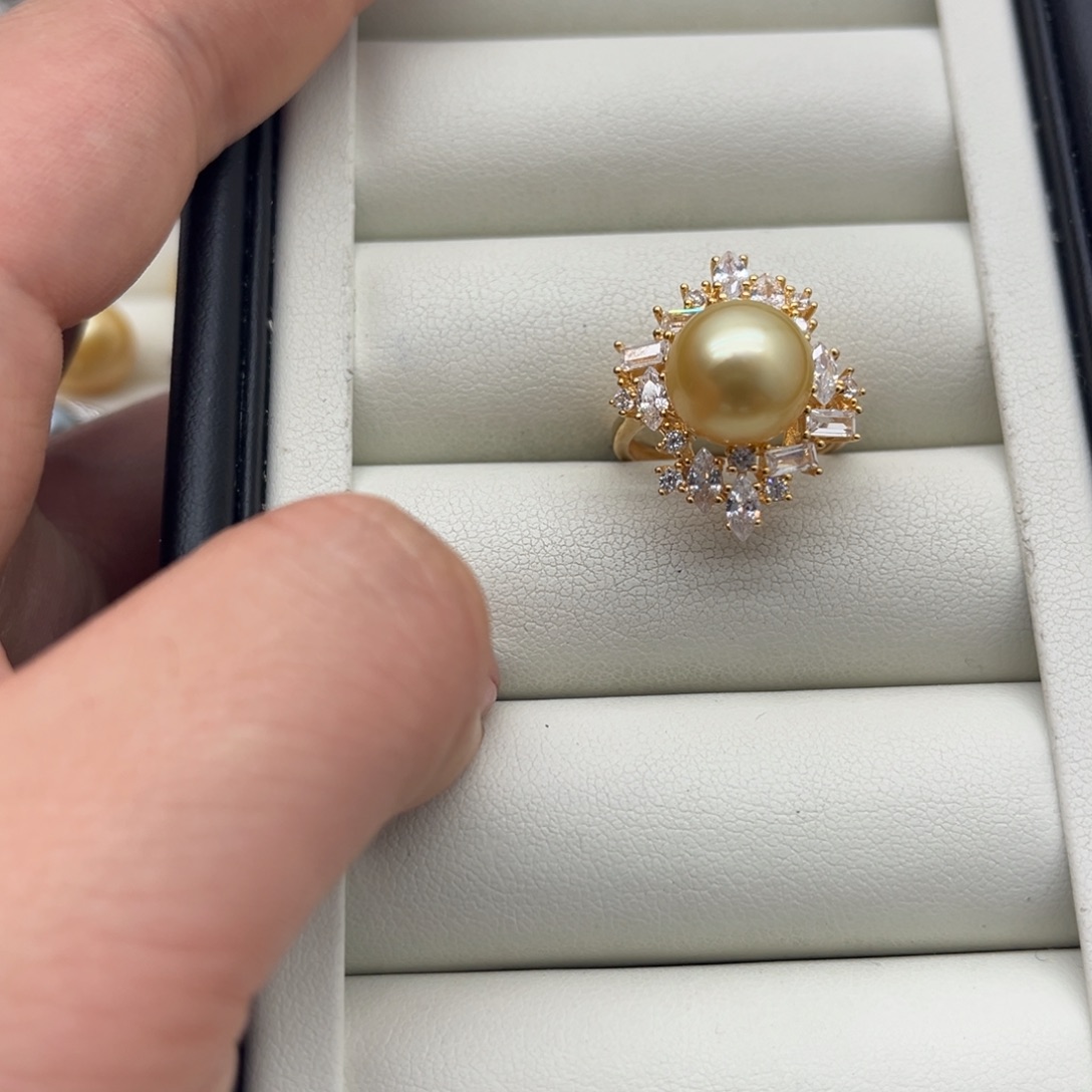 银S925镶嵌海水珍珠戒指