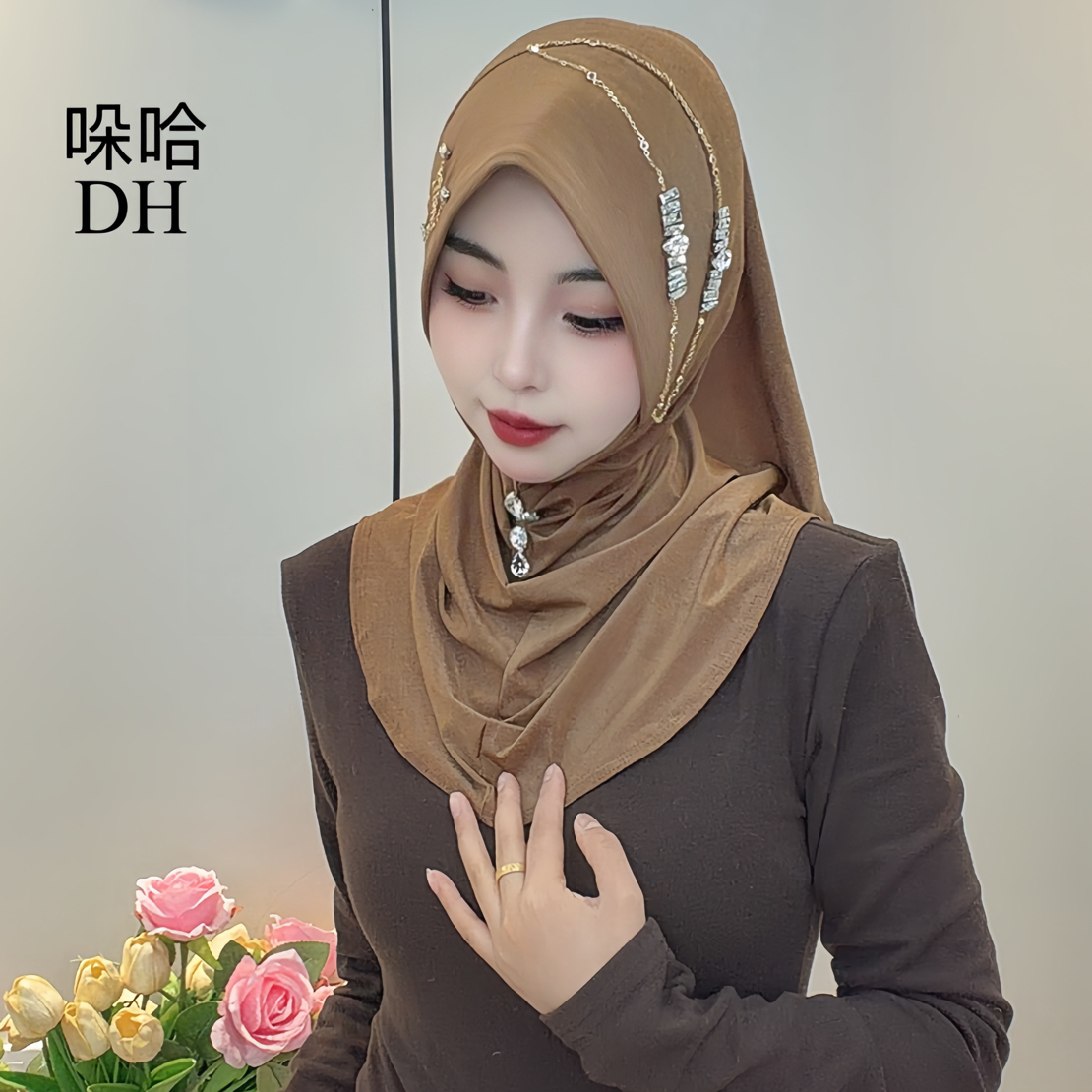 哚哈冬季新款压线帽檐手工版头套送珍珠针