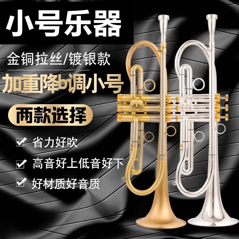 康巴哈专业演奏级TR800金铜拉丝镀银小号降B调小号乐器