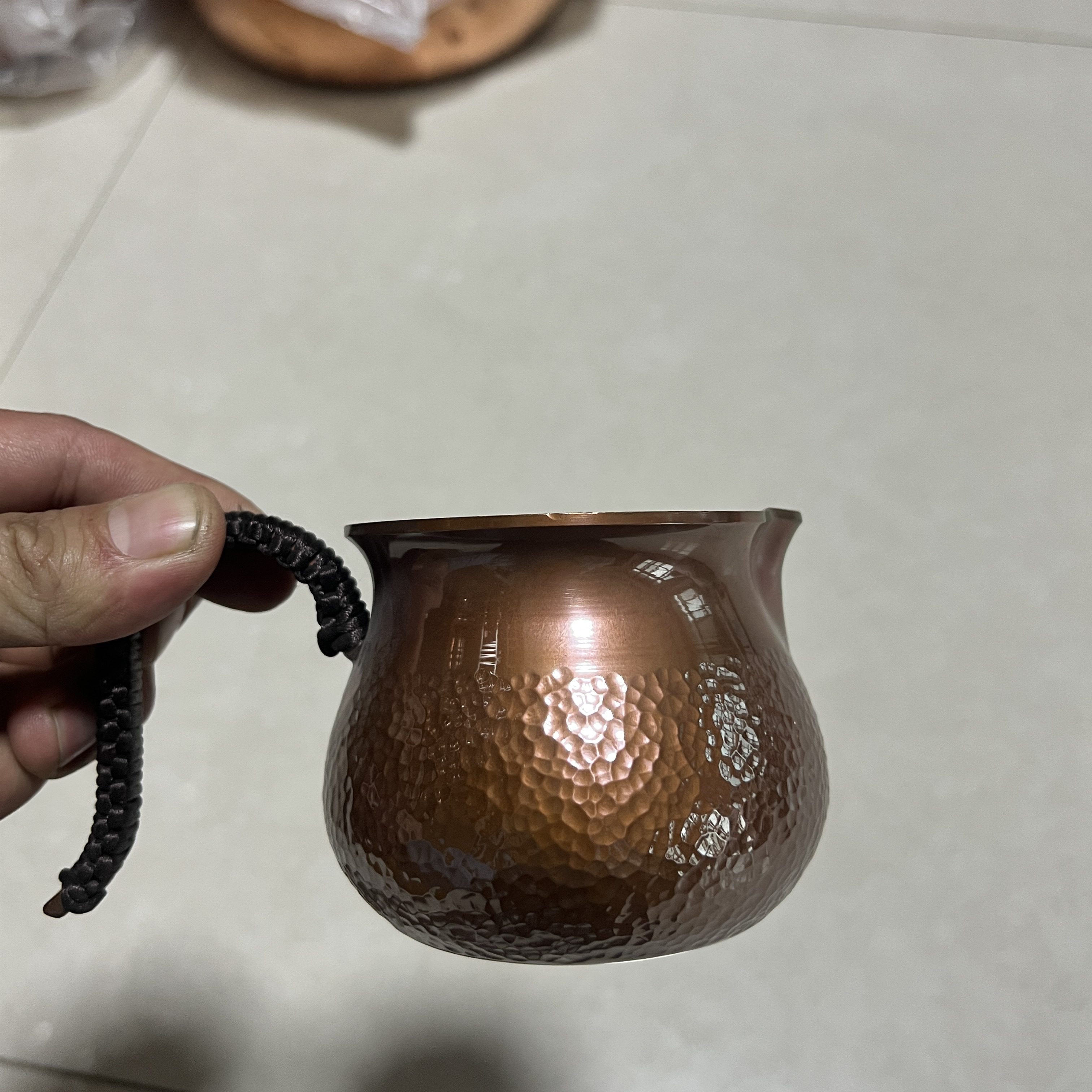 公道杯350毫升紫铜分茶器加厚纯手工茶道锤纹