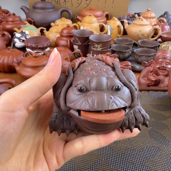 紫砂茶壶紫泥金蟾