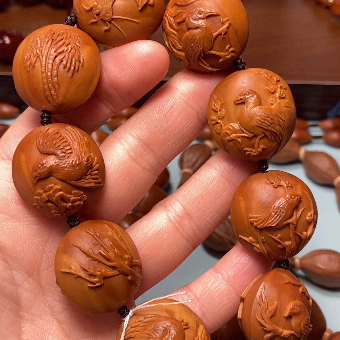 橄榄核手串/手链2.4扁四花老油核鸟语花香