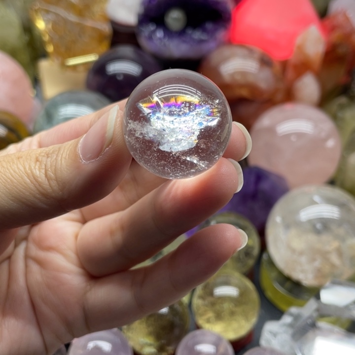 水晶未镶嵌珠宝半成品5号白水彩虹