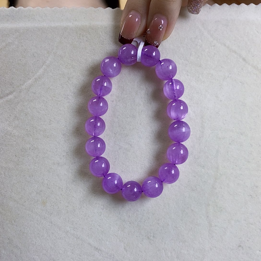 锂辉石紫锂辉高冰收藏级顶配手串11+未镶嵌