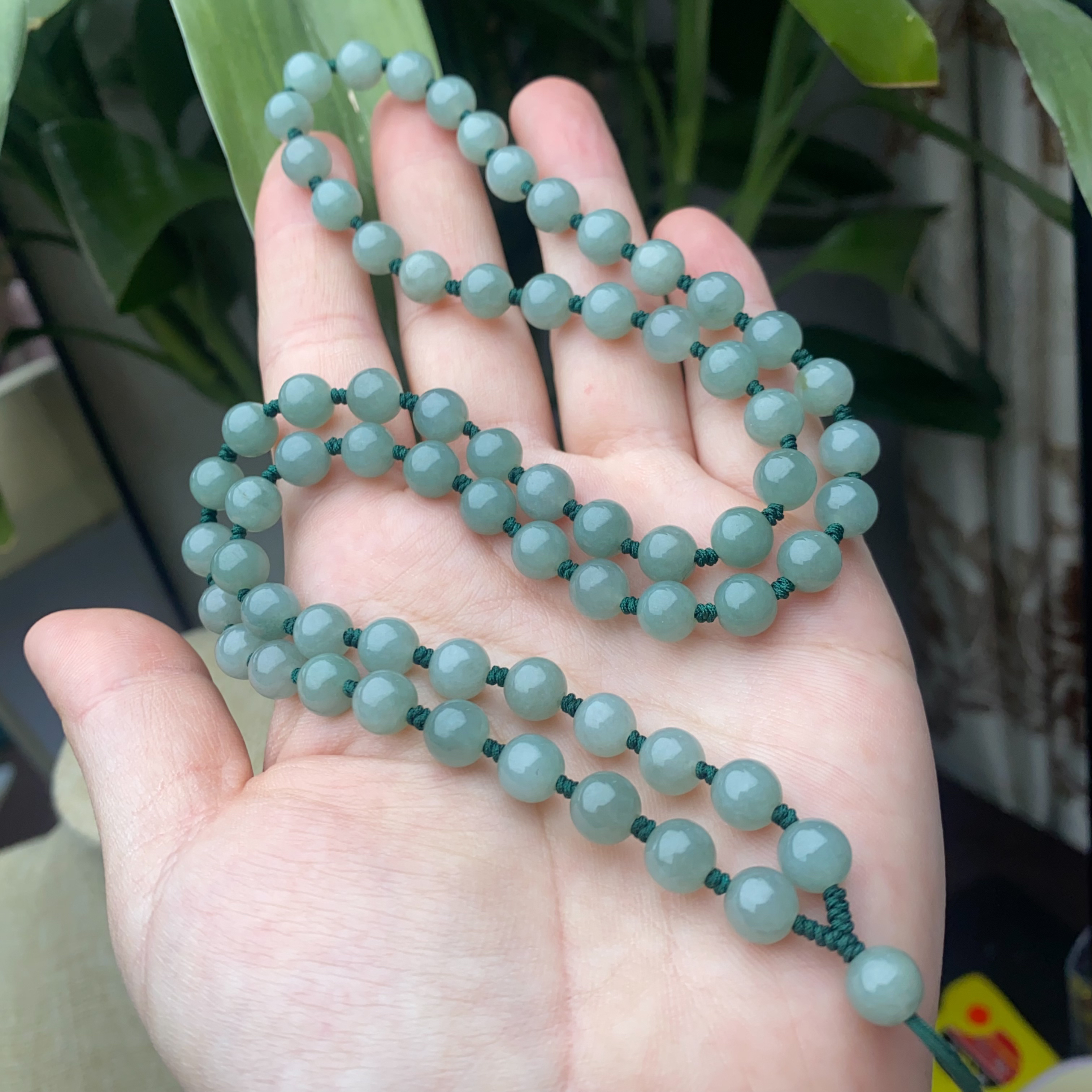 天然翡翠A货冰油青圆珠6mm吊坠挂绳颈饰百搭保真绿色时尚简约清新
