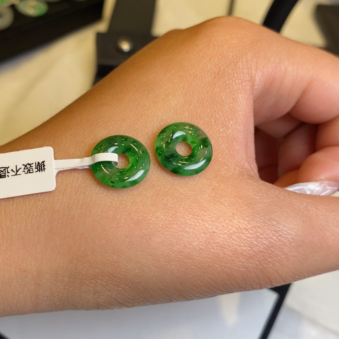 翡翠耳饰未镶嵌裸石甜甜圈