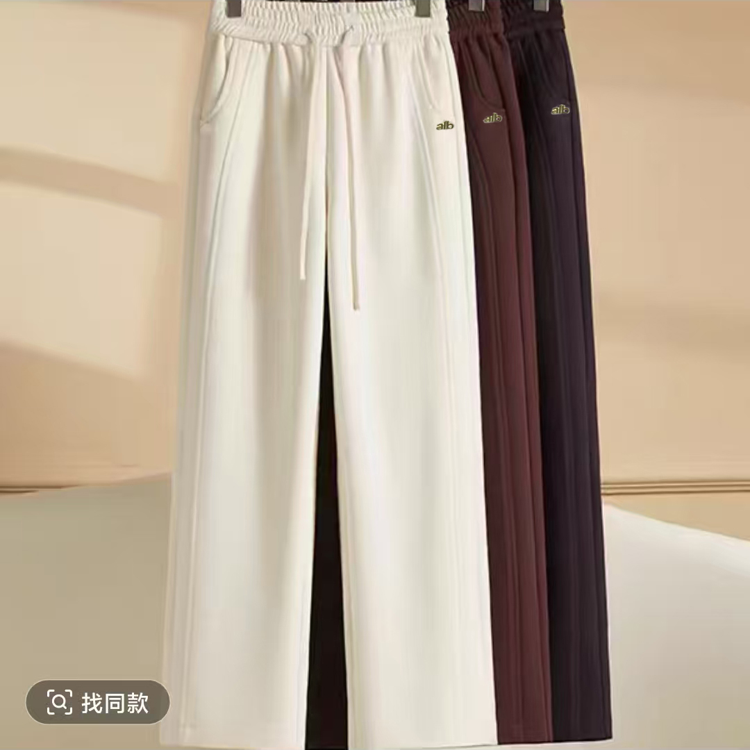 冬季女士加绒加厚休闲阔腿裤