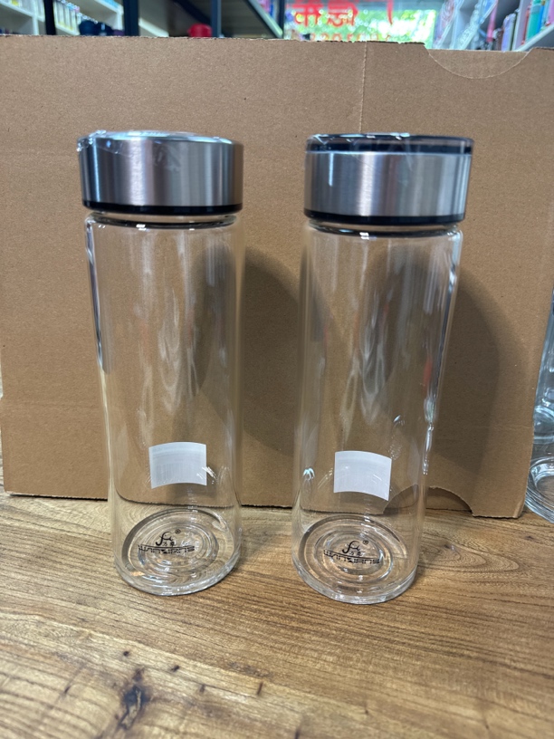 万象单层耐热玻璃水杯大容量玻璃杯690毫升透明简约加厚带盖