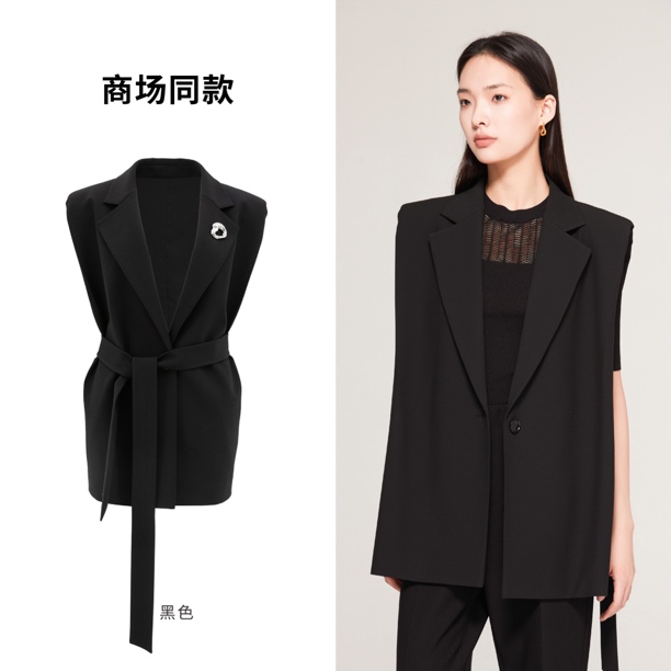 西装领气质马夹腰带设计