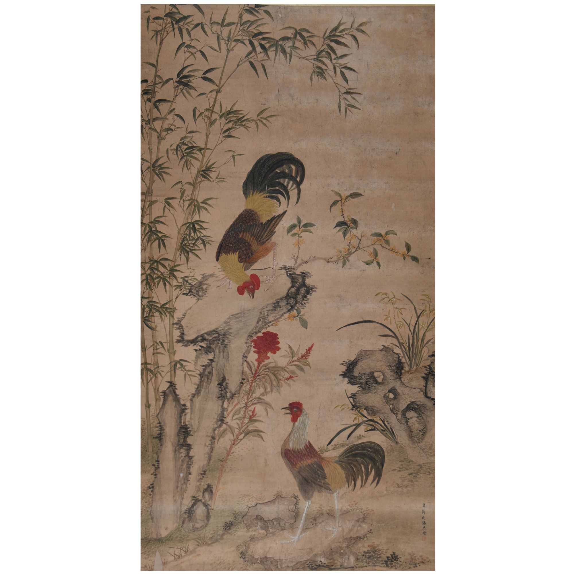 LOT.056蒋廷锡（款）【大吉图】纸本立轴B0501-459预展手绘美术品