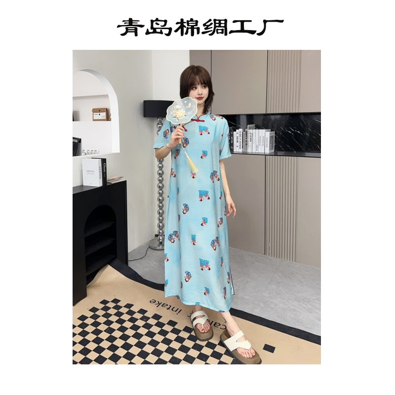 [气质国风]卫衣之都-[绵绸]山东特产新中式盘扣国风连衣裙-X63147