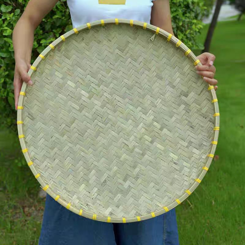 青皮簸箕竹青编织晒筐晾晒收纳盘60+50cm