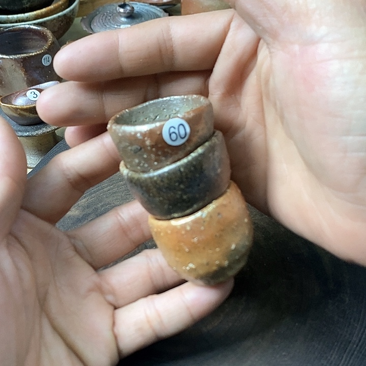 杯手工粗陶、柴烧茶器