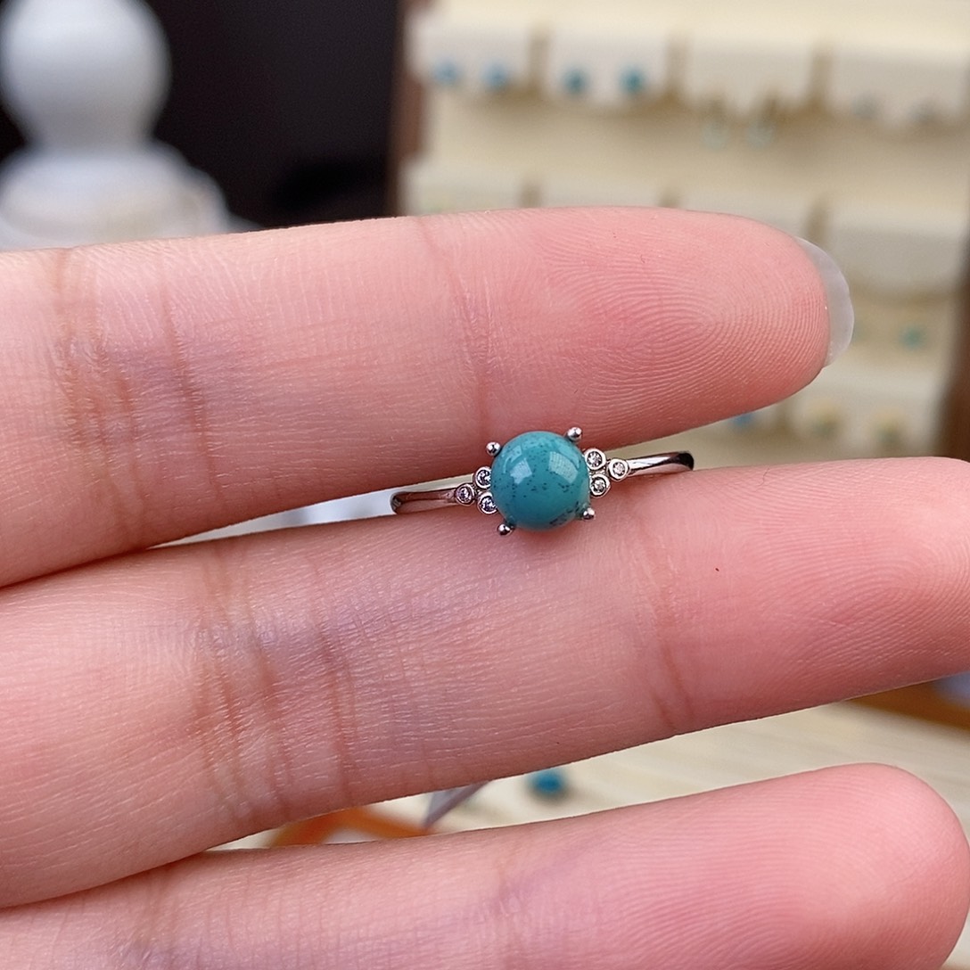 绿松石戒指银S925镶嵌