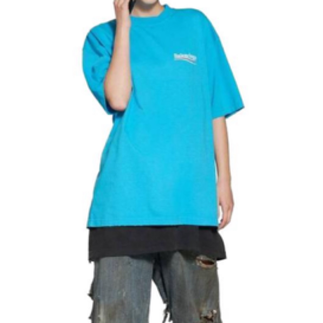 未使用 Balenciaga/巴黎世家 新款蓝色可乐短袖 /XXS码/ 241273