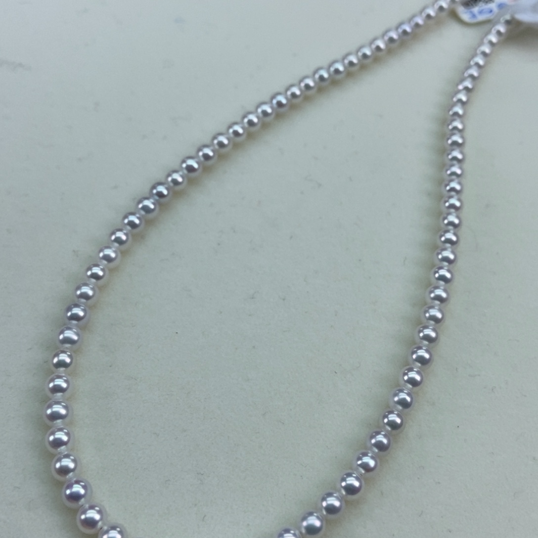 淡水珍珠3.5/4正圆冷白小灯泡毕业银S925镶嵌