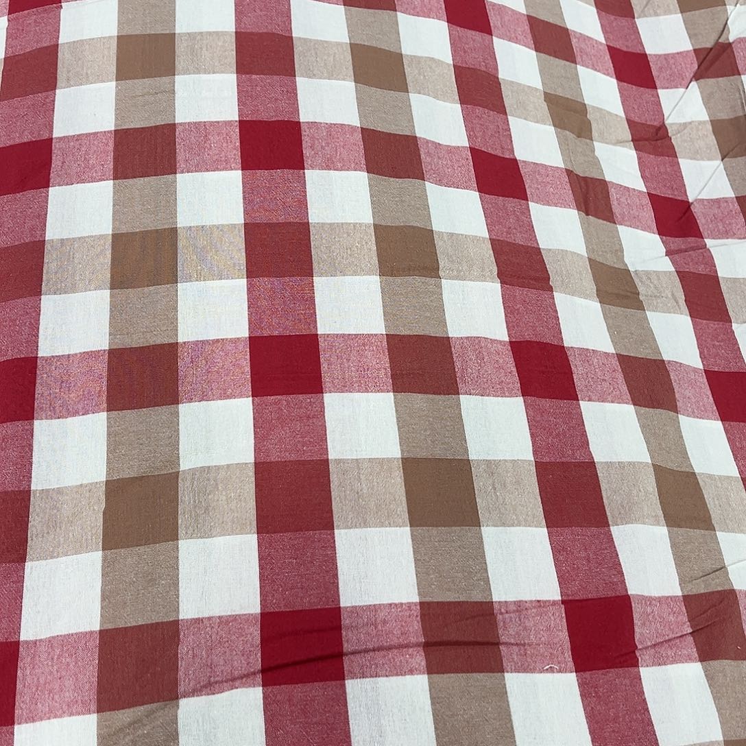 水洗棉红格4.6米不加工