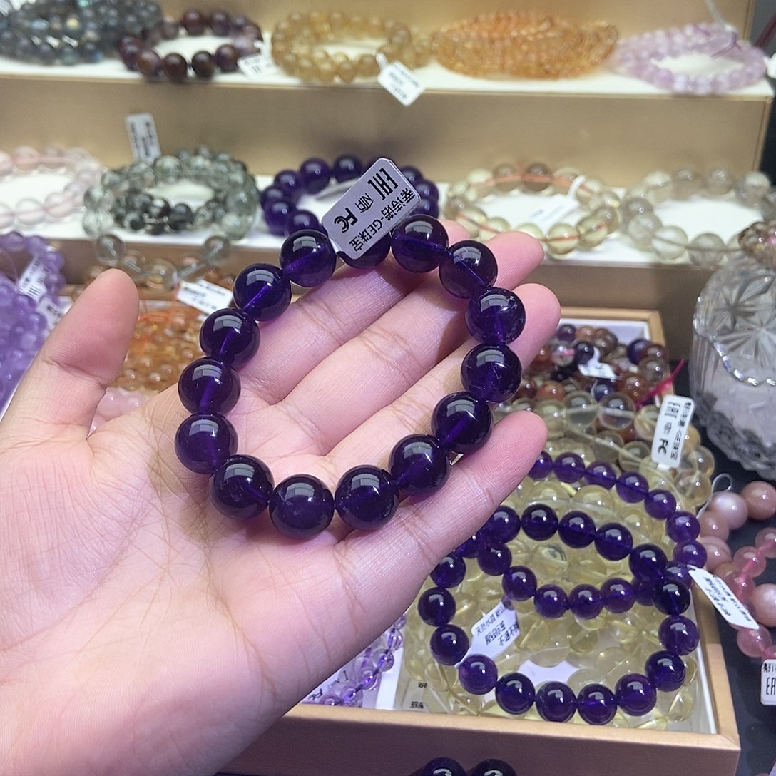 水晶手链未镶嵌敢****憨毕业级乌拉圭紫水晶14