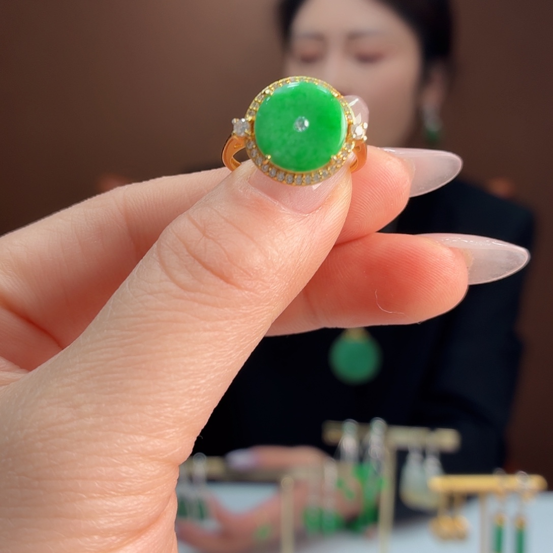 翡翠银S925镶嵌戒指