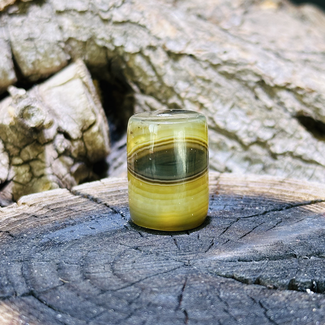 冰透玛瑙 满龙鳞切片蓝沁凤眼 21.8mm*16.4mm