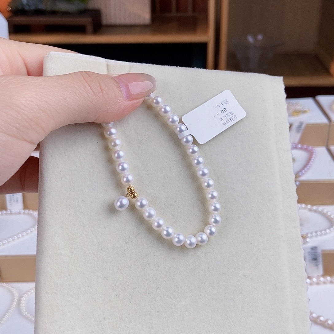 淡水珍珠手绳18K金镶嵌