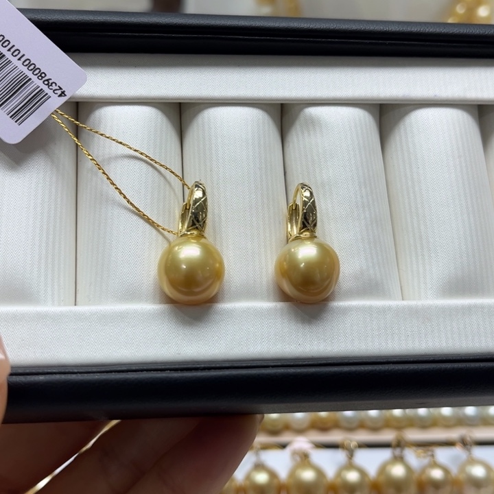 海水珍珠耳饰银S925镶嵌12-13mm